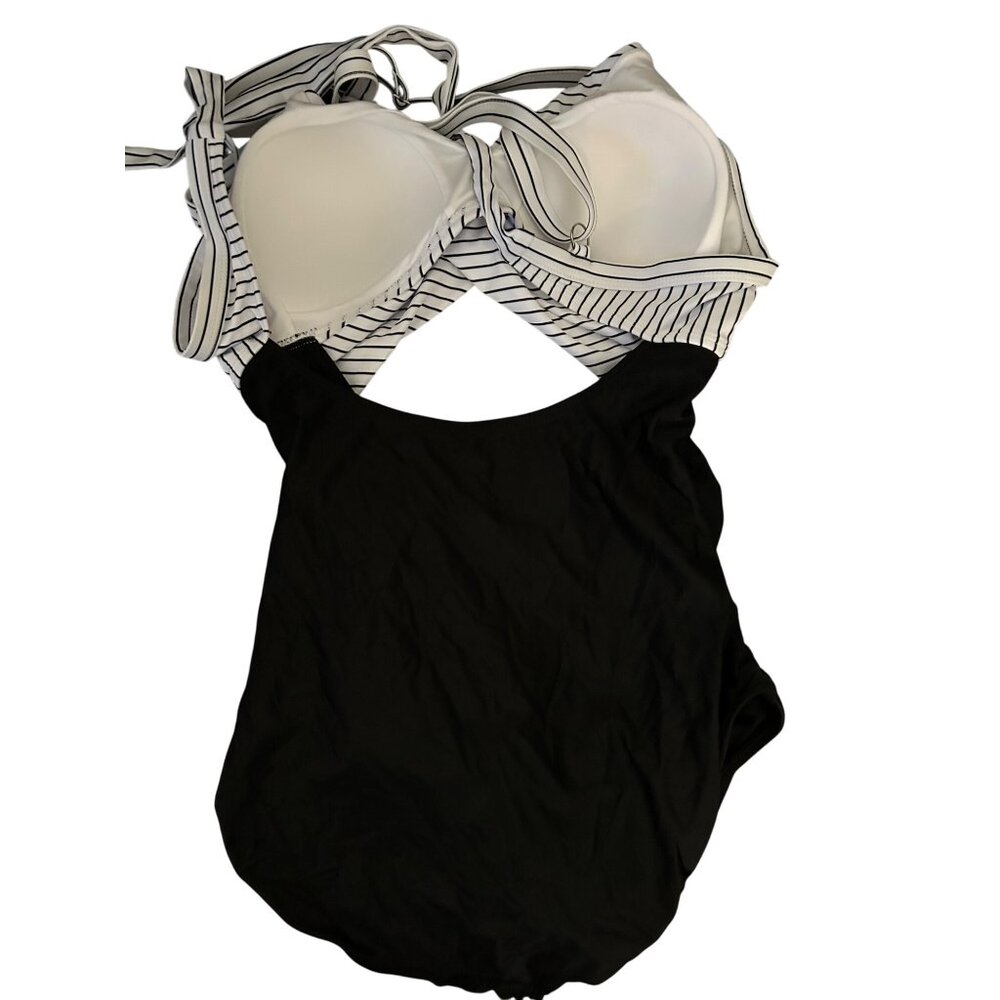 Striped Halter One-Piece Swimsuit By Eomenie With Padded Cups - Picture 4 of 5